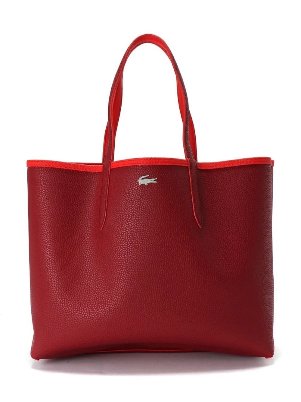 Lacoste Large Reversible Anna Tote Bag in Red Maroon